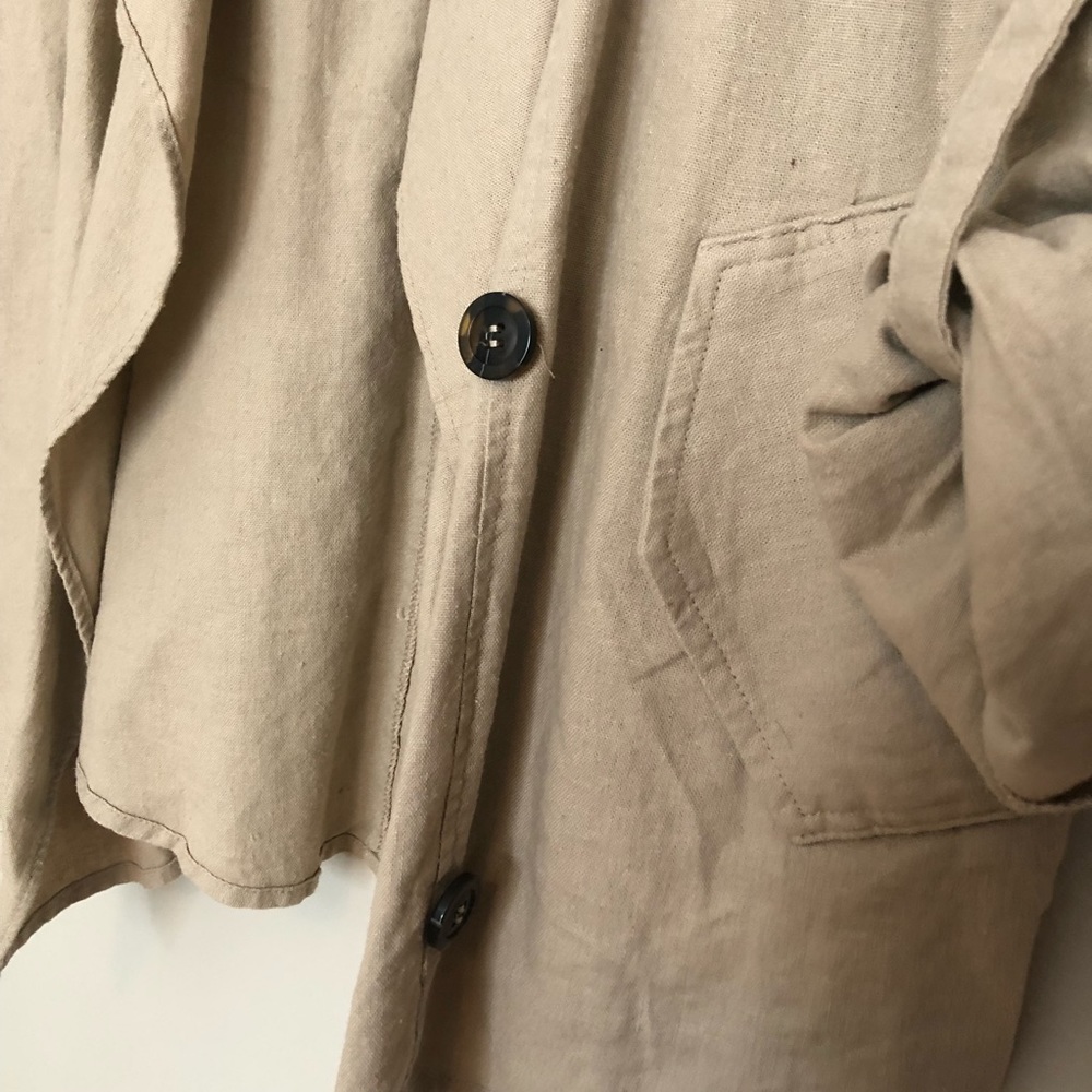 Beige Drape Linen Cardigan - Picture 4 of 6